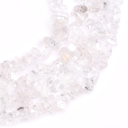 HAAMIIQII 5-8mm Natural White Clear Crystal Rock Quartz Chips Beads Irregular Chip Stones Loose Gemstone Beads for Jewelry Making Strand 30 Inch
