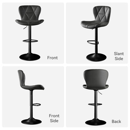 Daluvenix Bar Stools Set of 2,Adjustable Swivel Barstools, Faux Leather Bar Chairs,Upholstered Counter Height with High Backrest for Kitchen Island, Black