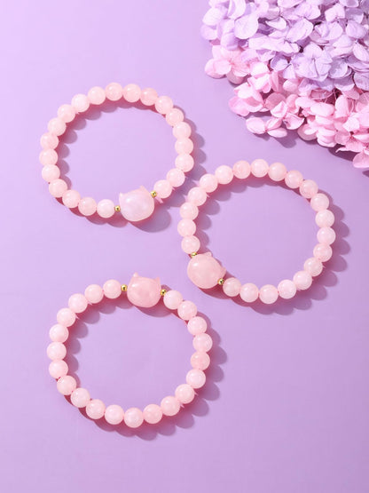 CrystalTears Rose Quartz Crystal Cat Bracelet for Women Men 8mm Healing Crystal Stone Bead Bracelets Protection Gemstones Stretch Bracelet Good Luck Bracelet Jewelry Cat Gifts for Mom Women