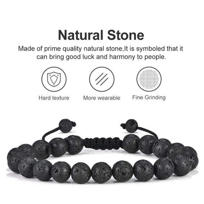 M MOOHAM Beaded Bracelet for Men Gifts - Lava Rock Stone Tiger Eye Bracelet Adjustable Men Birthday Unique Gifts