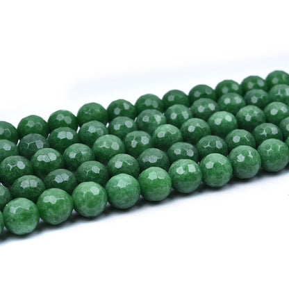 HAAMIIQII 8mm Grass Green Jade Faceted Round Stone Spacer Beads, Loose Gemstone Beads for Jewelry Making, DIY Bracelet, Necklace, Healing Crystal 15 Inch (51pcs)