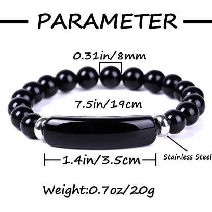 QVVWOPQ Obsidian Stretch Bracelet 8mm Natural Healing Gemstone Chakra Crystal Energy Charm Bracelet for Womens (Obsidian)