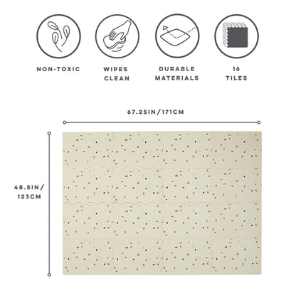 3 Sprouts Baby Foam Play Mat - Soft Foam Floor Tiles for Kids with Interlocking Puzzle Mats for Toddler Playroom - Safe 100% EVA Pads, Non-Toxic Waterproof Playmat - Terrazzo Cream
