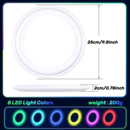 Dilabnba Flying Ring Disc Toy LED Light Beach Backyard Camping Sports Play Soft Discs Outdoor Tossing Toy Christmas Birthday Gift for Teens Boys Kids Adults, Lost Mode, 9.8''/200g