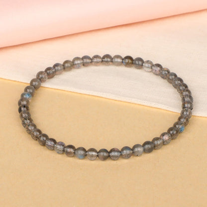 LPBeads Handmade Natural Gemstone Stretch Elastic 4mm Labradorite Bracelet Healing Crystal Round Stone Beads Jewelry Gifts for Women Men