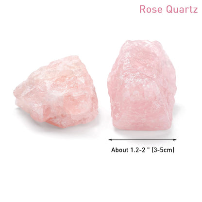 GolbalJew Rose Quartz Natural Raw Crystals 2PCS Healing Crystal Stones 1.2-2.0” Reiki Healing Gemstones for Meditation Chakra Balance Home Decor