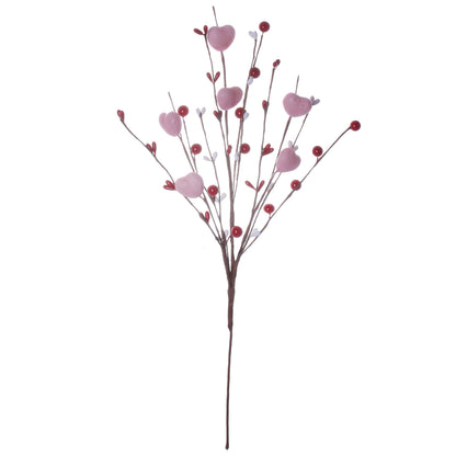 J'FLORU Valentine’s Day Decorations 6 Pack Valentines Day Picks Berry Stems with Pink Hearts for Valentine Decor Anniversary Wedding Decorations (Red/Pink)