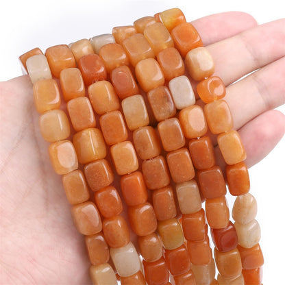 BEADIA Natural Red Aventurine Cuboid Stone Loose Semi Gemstone Beads for Jewelry Making 8mmx12mm 38cm/Strand