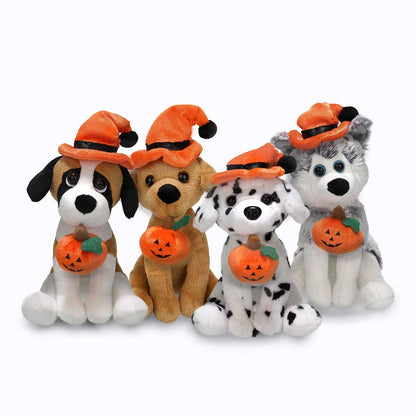 Plushland Halloween Pawpals 8 inches Puppy Dog Plush Stuffed Toy Comes with Hat and Jack O Lantern - Pumpkin for Kids on This Holiday (Halloween Dog Assortment)