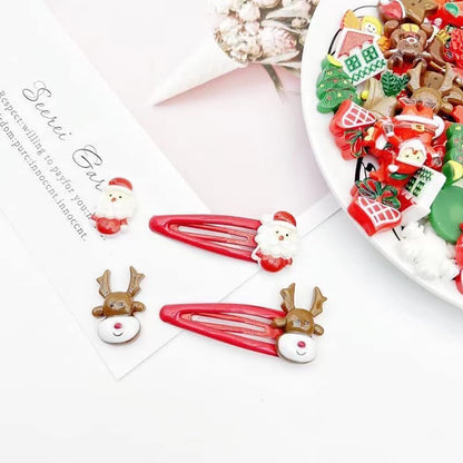 Christmas Flatback Charms, 55Pcs Christmas Resin Flatback Charms Assorted Button Santa Snowman Tree Bell Deer Cartoon Embellishments Supplies for DIY Scrapbooking Jewelry Cell Phone Case