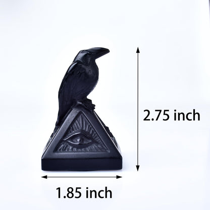 DZJXBZhu Natural Obsidian Creative Raven Figurines Halloween Skull Sculpture Statue Shelf Mantel Display Spooky Home Decorations Tiered Tray Decor Coffee Table Centerpieces Gift Collection