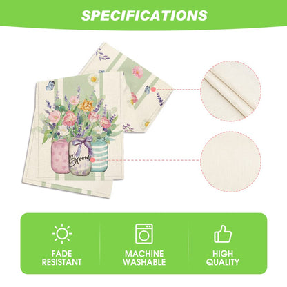Artoid Mode Vase Bloom Tulip Lavender Summer Table Runner, Seasonal Spring Kitchen Dining Table Decoration for Home Party Decor 13x72 Inch