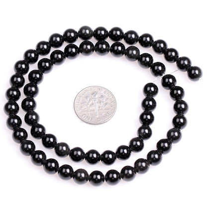 10mm Natural Black Obsidian Beads Round Gemstone Loose Beads for Jewelry Making (36-38pcs/strand)