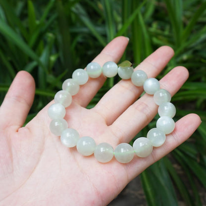 10MM Green Moonstone Bracelet, Natural Gemstone Round Beads Stretch Bracelet Crystal Beads, A Special choice for Women Men