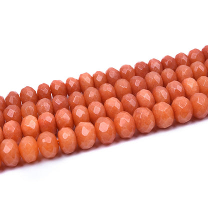 HAAMIIQII 6x9mm Orange Jade Faceted Rondelle Stone Spacer Beads, Abacus Disk Loose Gemstone Beads for Jewelry Making, DIY Bracelet, Necklace, Healing Crystal 15 Inch (57pcs)