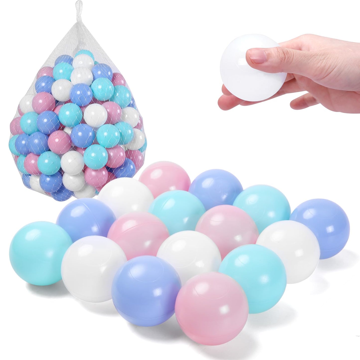 TRENDPLAY Plastic Balls for Ball Pits - Pack of 50 Hollow Balls- Safe and Exciting Playtime - Perfect for Baby Pools, Birthday Party Decoration (Pink Blue Green)