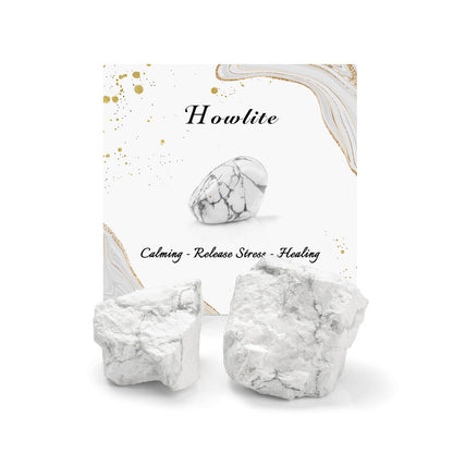 GolbalJew Howlite Natural Raw Crystals 2PCS Healing Crystal Stones 1.2-2.0” Reiki Healing Gemstones for Meditation Chakra Balance Home Decor
