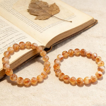 OwizJade Citrine Bracelets for Women Men:8MM & 10MM | Natural Solar Plexus Chakra Crystal and Gemstones for Bringing Wealth Motivation Self-confidence | Spritual Stretch Jewelry for Couple