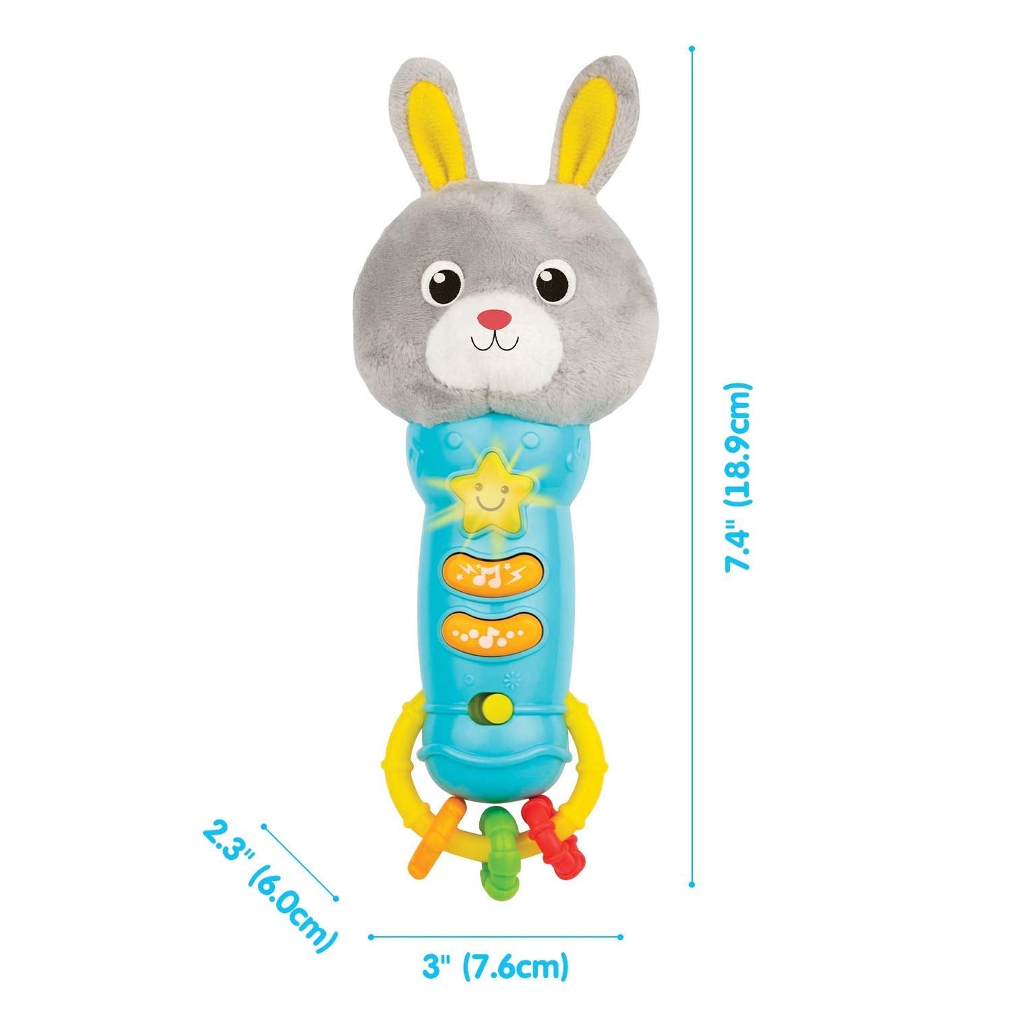 Bambiya Bunny Baby Teething Toy for 6 Months and Up - Baby Teether, Rattle & Musical Toy with Lights, Fun Sound Effects - Baby Toy Gift for Ages 6 Months and Up