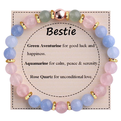 KSQS Healing Stone Bead Bracelet for Women, Natural Gemstones Balance Protection, Spiritual Crystal Beads Anxiety Relief with Meaning Card