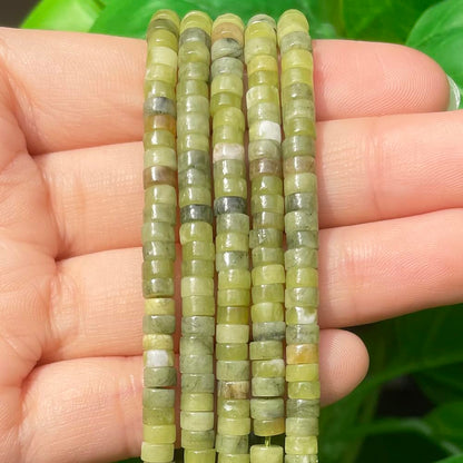 NITOPUPU 150Pcs 4×2mm Natural Taiwan Jade Spacer Stone Beads for Jewelry Making Supplies, Loose Semi Flat Round Gemstone Tube Beads for Bracelets DIY Crafts