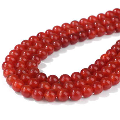 Risyfjew 50PCS 8mm Natural Carnelian Beads Gemstone Round Loose Beads for Jewelry Making Chakra Crystal Stone Beads for Bracelets Necklace Earrings Making Supplies (50pcs/Strand)