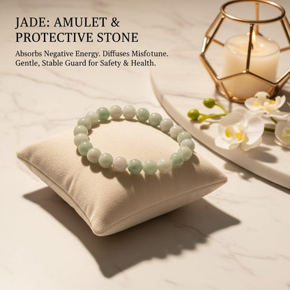 The Vida Handmade AAA+ Quality Crystal Stretch Elastic Bracelet - Nature Gemstone - Jewelry Gift - Holiday Gift - For Women & Men (Jade from Burma)