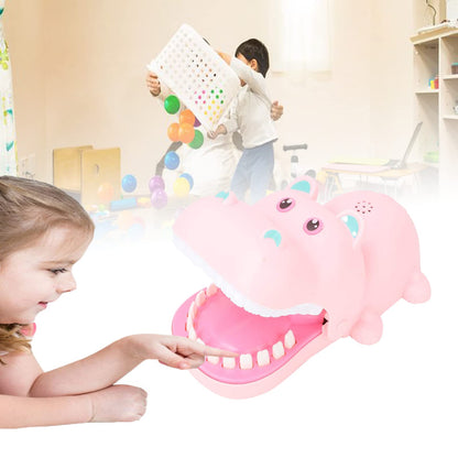 Watris Veiyi Portable Cartoon Hippo Mouth Toy with Teeth, Hippo Dentist Kid Toy for Playing&Training, Hippo Gags Joke Toy, Bite Finger Board Game Kids Toys for Parent-Child Activities