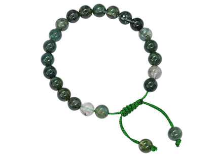 Amazing Gemstone Moss Agate Bracelet for Women Men's Gifts - Protection Healing Crystal Bracelet - 8mm Gemstones Beaded Adjustable Bracelet Pulseras Para Hombres Mujer Stocking Stuffers