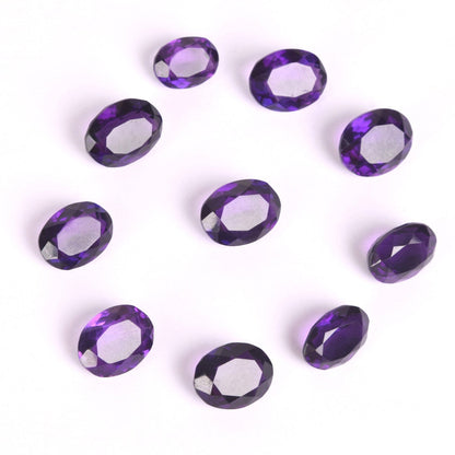 125 Ct. 10 Pcs Perfect Oval Cut Beautiful Violet Amethyst Loose Gemstone Lot