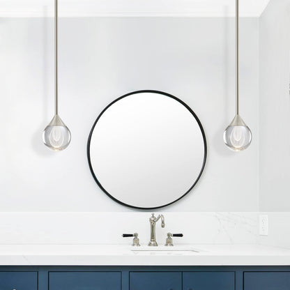 SUNMOO 1-Light Teardrop Crystal Pendant Light, Mini LED Crystal Globe Hanging Light Fixture, Modern Ceiling Pendant Lighting for Kitchen Island Dining Room Bedroom Bar 3000K 8W Brush Nickel