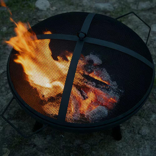 23inch Portable Fire Pit with Fire Poker and Spark Screen, 2 in 1 Small Round Outdoor Fireplace for Outside Heating, Bonfire Party, Camping, Backyard, Patio, Garden, RV Trip