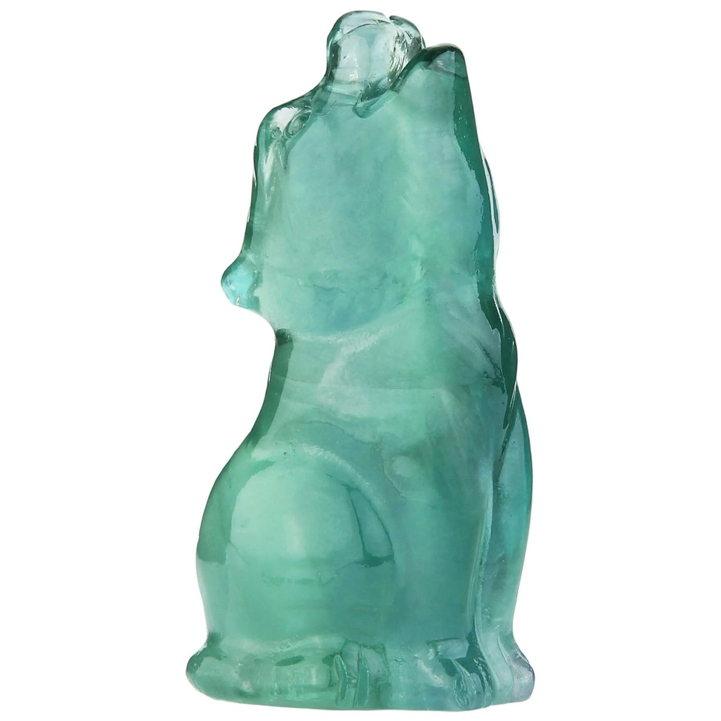 QLRSUXN Fluorite Howling Wolf Crystal Figurines, 2.2 Inch Wolf Totem Spirit Animal Statue Decor for Home Office Desk Altar, Hand Carved Natural Healing Crystal Sculpture Gifts for Women Men