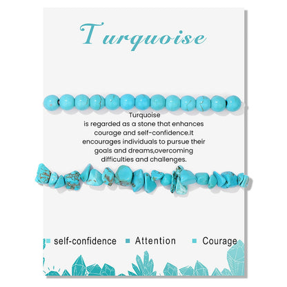 Turquoise Bracelets for Women 2Pcs 6mm Natural Stone Bracelet Turquoise Bead Bracelet Healing Crystal Bracelet Turquoise Jewelry for Women