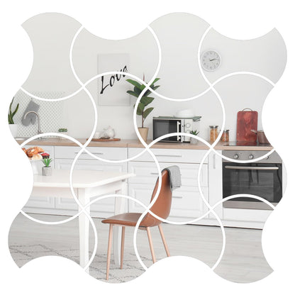 Mulaibdin 16 pcs Acrylic Silver Mirror Wall Stickers, Removable Mirror Stickers with Adhesive Art Decal, Wall Decor Stickers for DIY Home Living Room Bathroom Bedroom Background Decor