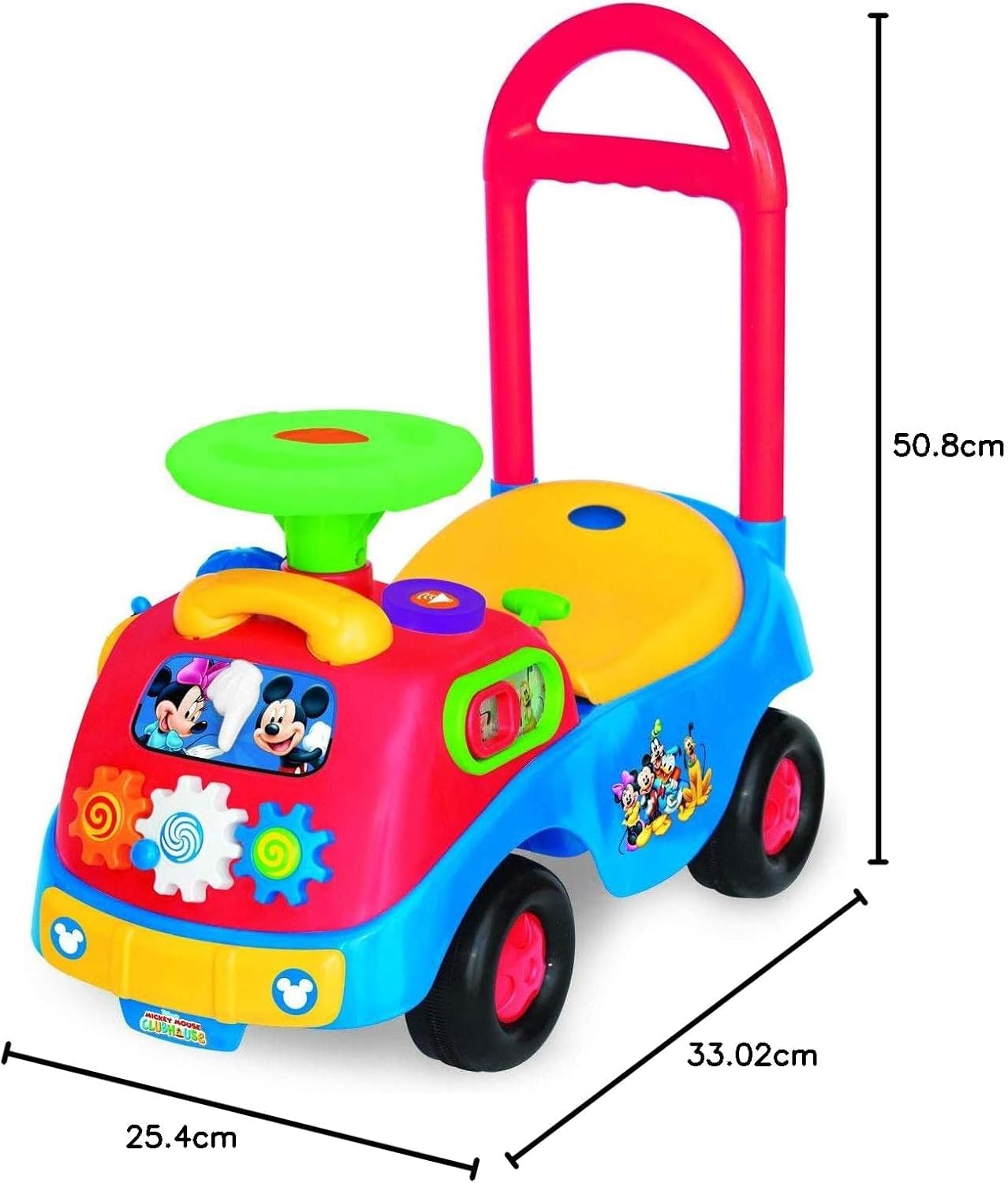Kiddieland Mickey & Friends Activity Ride-On with Music, Lights & Sounds, Toy Phone, Steering Wheel, Toddler Push Car for Ages 12–36 Months, Battery Powered