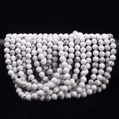 ICAI Beads 10mm Natural White Howlite Gemstone Round Loose Stone Beads for Jewelry Making DIY Crafts Design 1 Strand 15" APPR.34-36pcspcs