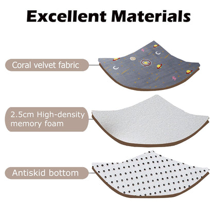 Loartee Coral Velvet Area Rug - 1" Thick Memory Foam Baby Play Mat, Washable Toddler Carpet, Home Decor for Living Room, Nursery, Kids Bedroom, Astral Gray, 4'3"x6'3"