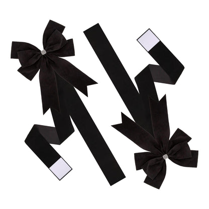 Meseey 6 Pieces Cabinet Bows Large Black Velvet Ribbons Cabinet Door Bows for Thanksgiving Fall Haloween Christmas Party (Black)
