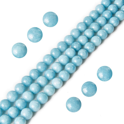 35pcs 10mm Deep Aquamarine Beads Natural Gemstone Beads Round Loose Beads for Jewelry Making