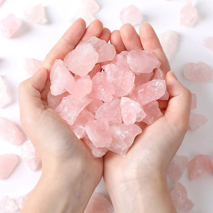 MAIBAOTA Natural Rose Quartz Crystals Bulk Raw Healing Crystal Stones 1" Raw Rough Gemstones Rocks for Tumbling Polishing Cutting Reiki Witch Quartz Crystals
