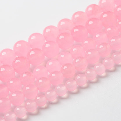 32pcs Natural Light Pink Chalcedony Stone Beads for Jewelry Making - Energy Healing Power Stone - DIY Bracelet Necklace Accessories - 15" (12mm, Light Pink Chalcedony)