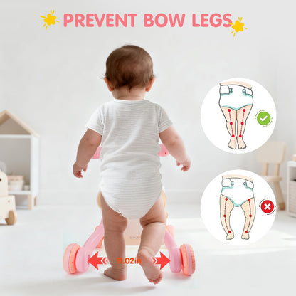 AuntyFey Baby Walker, 3 in 1 Push Walker for Baby Girls Boys, Baby Walking Toy for 1 Year Old Learning to Walk, Sit to Stand Baby Walker Push Toy for Girl 12 Months, Pink