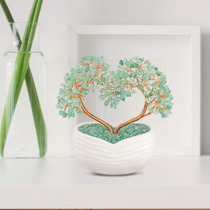 GEHECRST Green Aventurine Tree Healing Crystals Heart Money Tree Reiki Gemstones Quartz Bonsai Trees Feng Shui Crystal Ornament for Home Desk Yoga Decor Healing Crystal Gifts for Mom