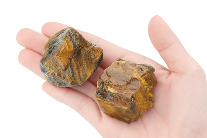 NUKAYAI 2Pcs Tiger Eye 1.8-2.2" Large Raw Crystals Stones Rough Rocks Tiger Eye Stone Healing Crystal for Wicca Reiki Wrapping DIY Cabbing Wire Decoration Polishing Natural Rock Gifts