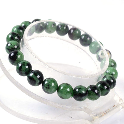 Justinstones Natural Ruby in Zoisite Gemstone 8mm Round Beads Stretch Bracelet 7 Inch Unisex