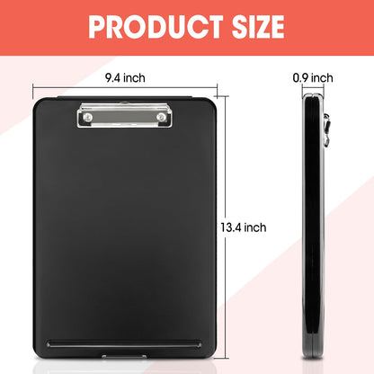 6 Pack Clipboard with Storage, High Capacity Storage Clipboard 8.5 x 11 with Pen Holder, Letter / A4 Size, Inner Plastic Folder Attached for Teacher Office Home, Size 13.4 x 9.4 x 0.9 in