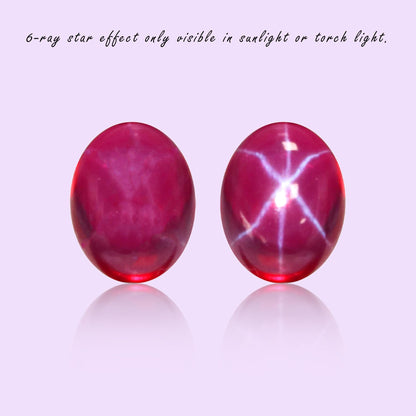 GEMHUB Natural Red Star Ruby 5.85 Carat Oval Cabochon Loose Gemstone with 6 Rays Certified Ruby Stone for Jewelry Making and Collection