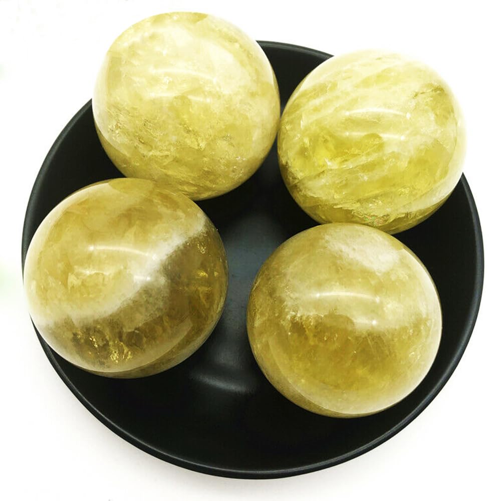 40-50mm Natural Citrine Crystal Ball, Hand Polished Yellow Quartz Sphere, Reiki Healing Crystal Sphere, Energy Balancing Stone Crafts, Feng Shui Home Desktop Ornament, Decorative Gift