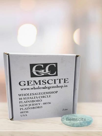 GEMSCITE Aquamarine Thumb Worry Stones Metaphysical Gemstone Crystal Healing Reiki Men Women Gift FENG Shui Positive Energy Love Wellness Palm Stones Wicca Powerful